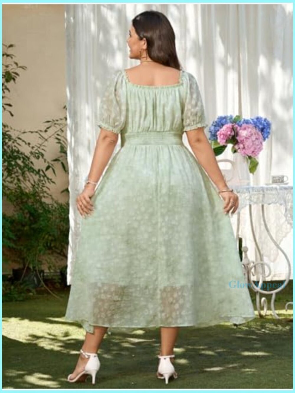 Plus Size Maxi Dress Sweetheart Neckline Puff Sleeves Floral Chiffon Wedding - Picture 6 of 7